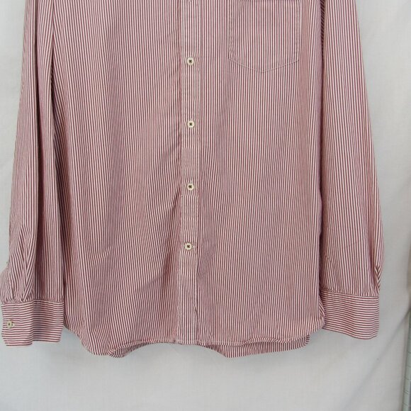 Banana Republic Men's Red Stripe Collared Long Sleeve Dress Shirt 17-171/2" XL - Picture 3 of 12